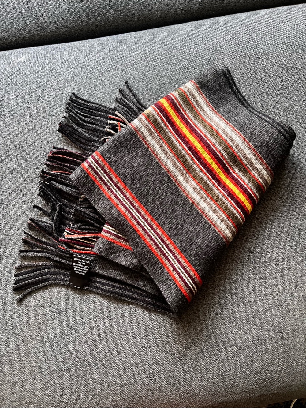 NWOT FRAAS Charcoal Multicolor Striped Oversized Scarf Wrap